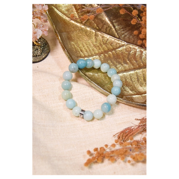 Bracelet Amazonite Perles rondes 10 mm