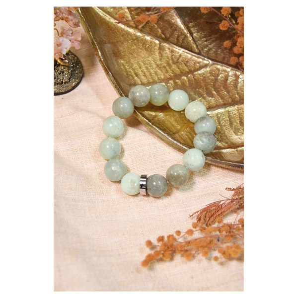 Bracelet Amazonite Perles rondes 14 mm
