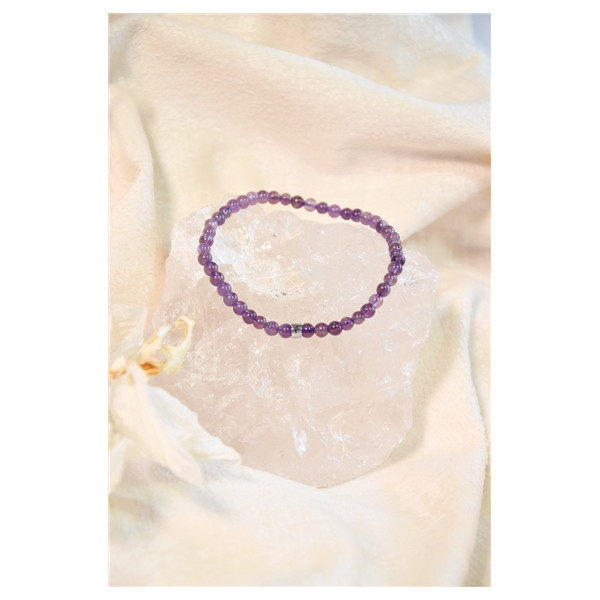 Bracelet Améthyste Perles rondes 4 mm