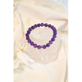 Bracelet Améthyste Perles rondes 8 mm