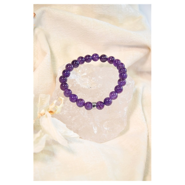 Bracelet Améthyste Perles rondes 8 mm