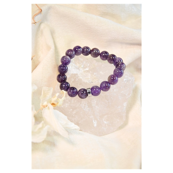 Bracelet Améthyste Perles rondes 10 mm