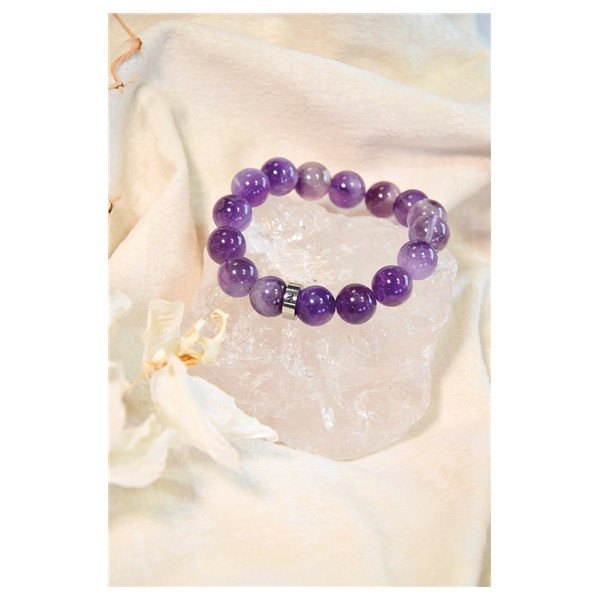 Bracelet Améthyste Perles rondes 12 mm