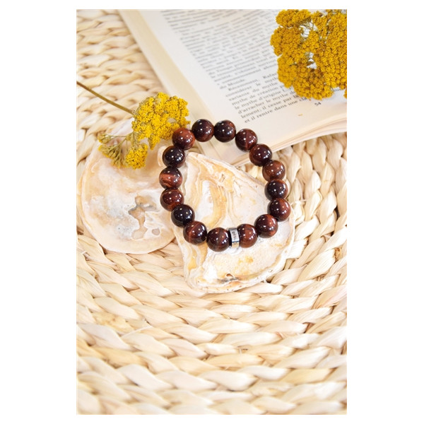 Bracelet Oeil de Taureau Perles rondes 12 mm