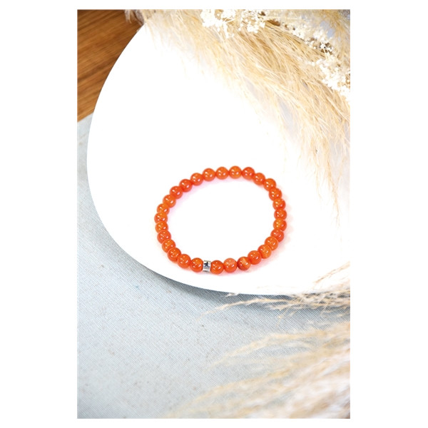 Bracelet Cornaline Perles rondes 6 mm