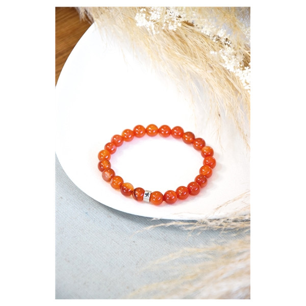 Bracelet Cornaline Perles rondes 8 mm