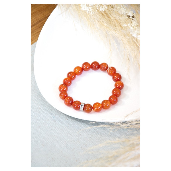 Bracelet Cornaline Perles rondes 10 mm