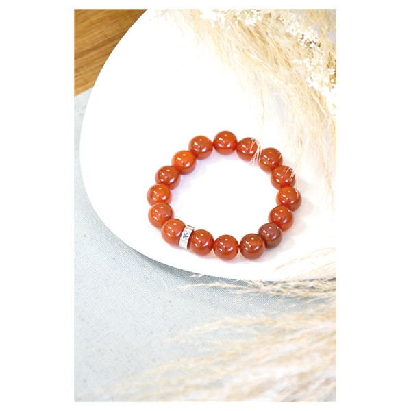 Bracelet Cornaline Perles rondes 12 mm