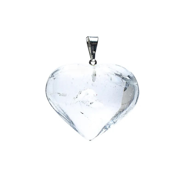 Pendentif  en cristal de roche en forme de cœur -- ± 2-3 cm