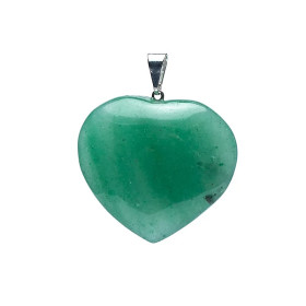 Pendentif de quartz vert en forme de cœur -- ± 2-3 cm