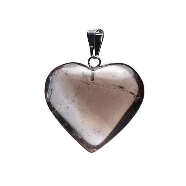 Pendentif de quartz fumé en forme de cœur -- ± 2-3 cm