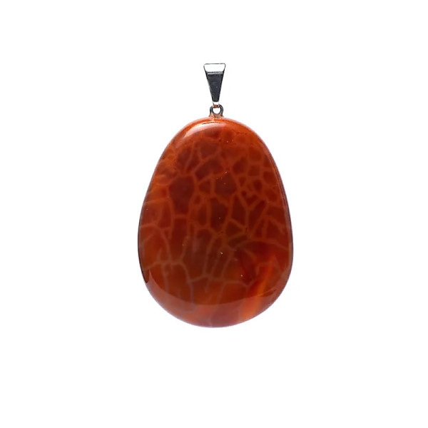 Pendentif en agate de feu en forme de goutte -- ±3,5-4cm