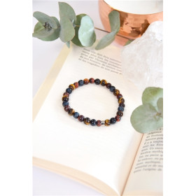 Bracelet Mix Oeil de Tigre de Taureau et de Faucon Perles rondes 6 mm