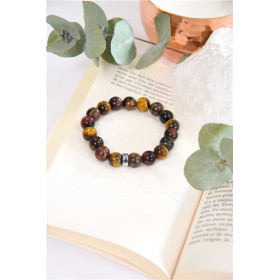 Bracelet Mix Oeil de Tigre de Taureau et de Faucon Perles rondes 10 mm