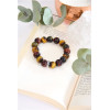Bracelet Mix Oeil de Tigre de Taureau et de Faucon Perles rondes 12 mm