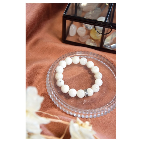 Bracelet Pierre de Lune Perles rondes 12 mm