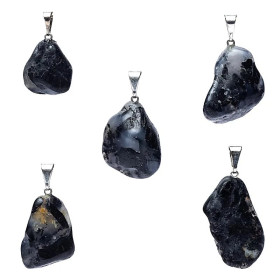 Pendentif en pierre précieuse de quartz tourmaline percée -- ±2cm
