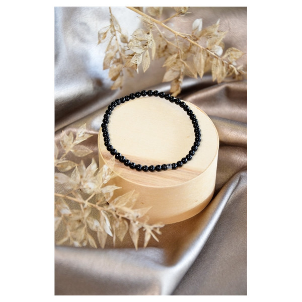 Bracelet Onyx Perles rondes 4 mm