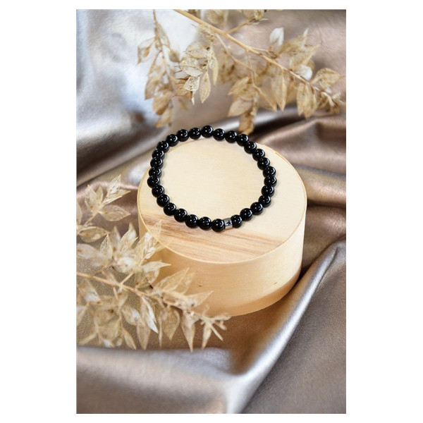 Bracelet Onyx Perles rondes 6 mm