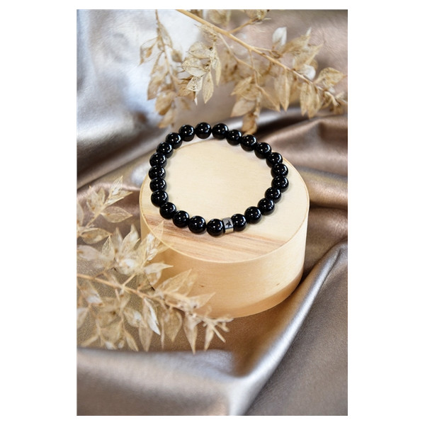 Bracelet Onyx Perles rondes 8 mm
