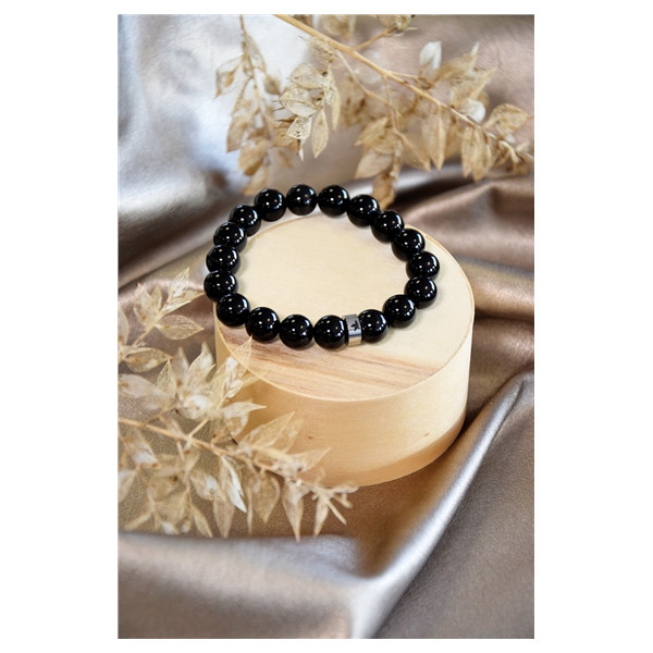 Bracelet Onyx Perles rondes 10 mm