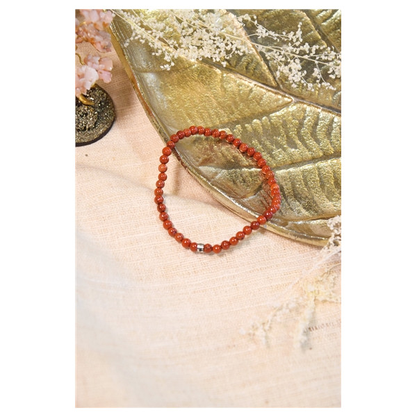 Bracelet Jaspe Rouge Perles rondes 4 mm