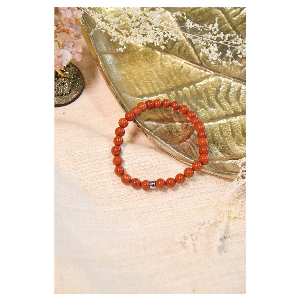 Bracelet Jaspe Rouge Perles rondes 6 mm