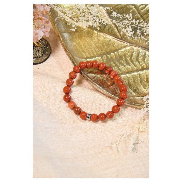 Bracelet Jaspe Rouge Perles rondes 8 mm