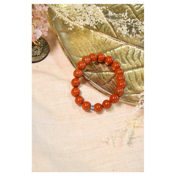 Bracelet Jaspe Rouge Perles rondes 10 mm