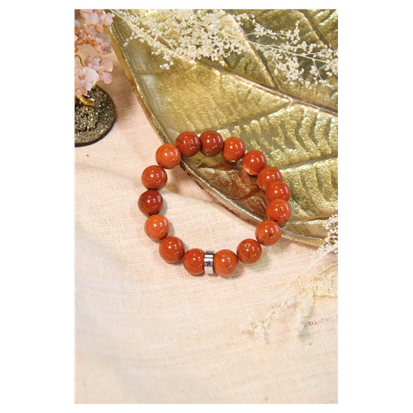 Bracelet Jaspe Rouge Perles rondes 12 mm