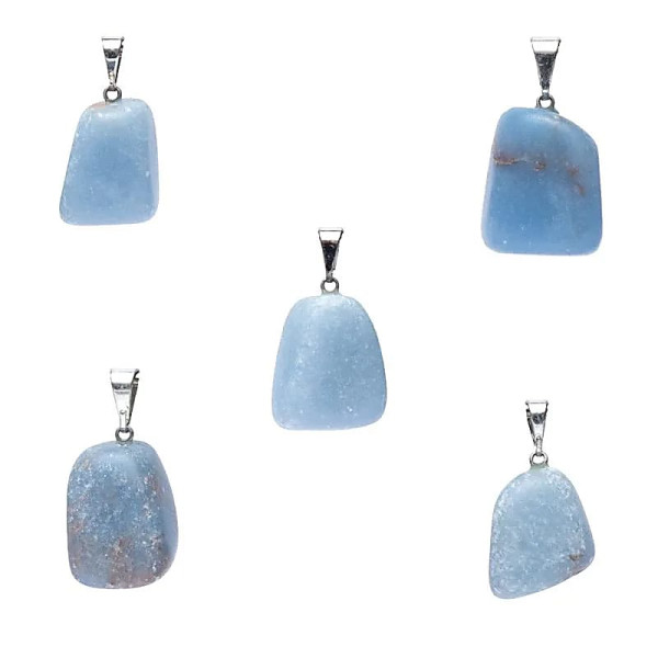 Pendentif en pierre précieuse angélite percée -- ±2,5cm