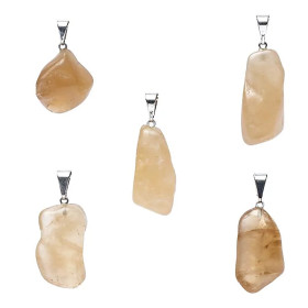 Pendentif en pierre précieuse citrine naturelle, épingle percée -- ±2,5cm