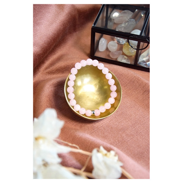 Bracelet Quartz Rose Perles rondes 8 mm
