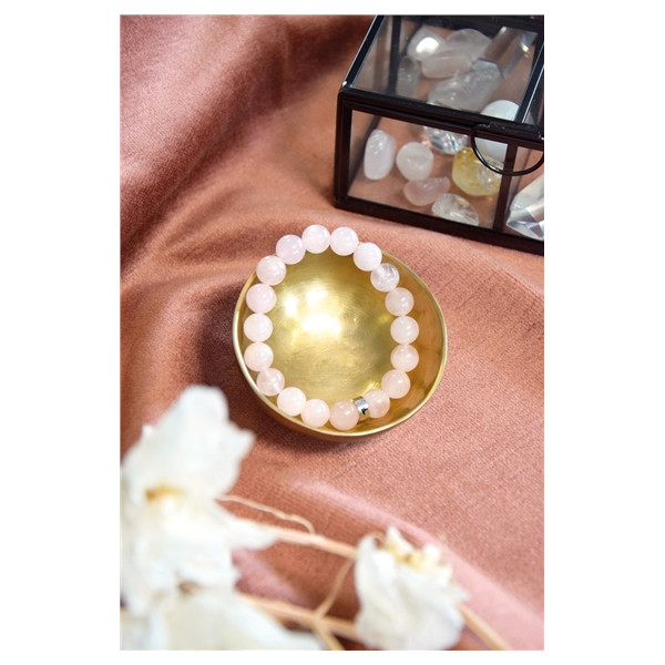 Bracelet Quartz Rose Perles rondes 10 mm