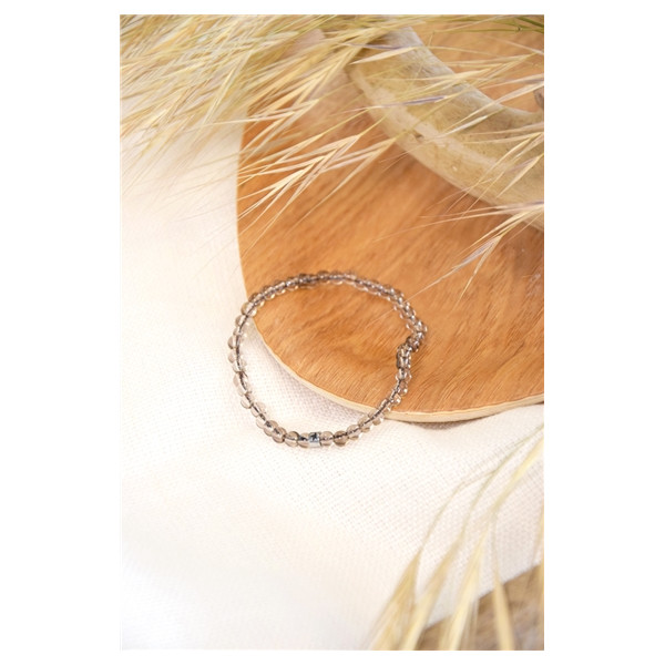 Bracelet Quartz Fumé Perles rondes 4 mm