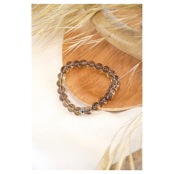 Bracelet Quartz Fumé Perles rondes 8 mm