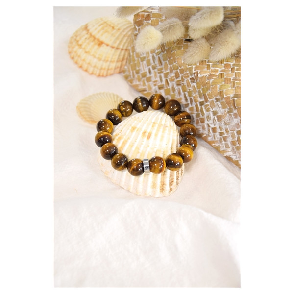 Bracelet Oeil de Tigre Perles rondes 12 mm