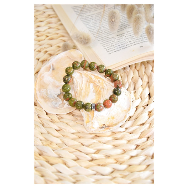 Bracelet Unakite Perles rondes 10 mm