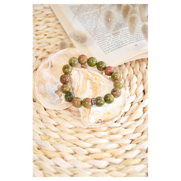 Bracelet Unakite Perles rondes 12 mm
