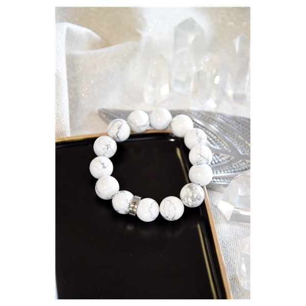 Bracelet Magnésite Perles rondes 14 mm