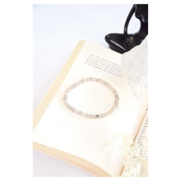 Bracelet Calcédoine Grise Perles Rondes 4 mm