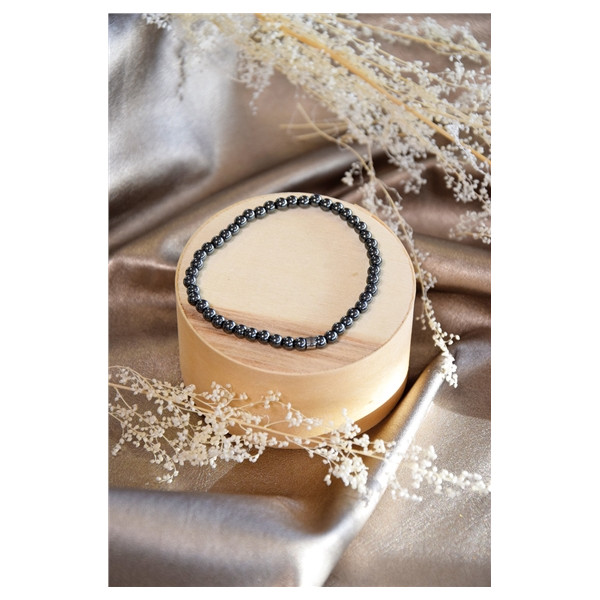 Bracelet Hématite Perles Rondes 4 mm