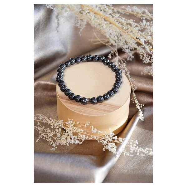 Bracelet Hématite Perles Rondes 6 mm