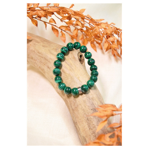 Bracelet Malachite Perles Rondes 10 mm