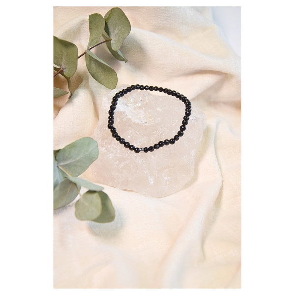 Bracelet Obsidienne Noire Perles rondes 4 mm
