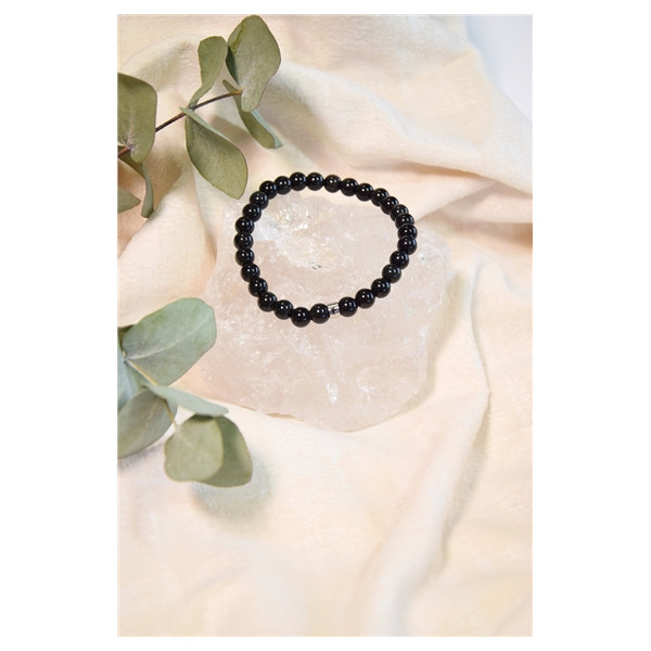 Bracelet Obsidienne Noire Perles rondes 6 mm