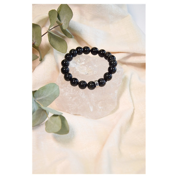 Bracelet Obsidienne Noire Perles rondes 8 mm