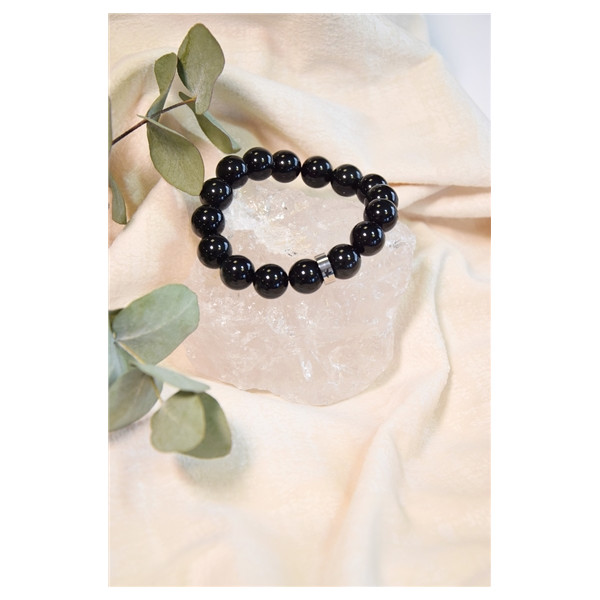 Bracelet Obsidienne Noire Perles rondes 10 mm