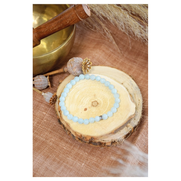 Bracelet Aigue-Marine Perles rondes 6 mm