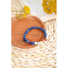 Bracelet 7 Chakras Lapis-lazuli Perles rondes 8 mm
